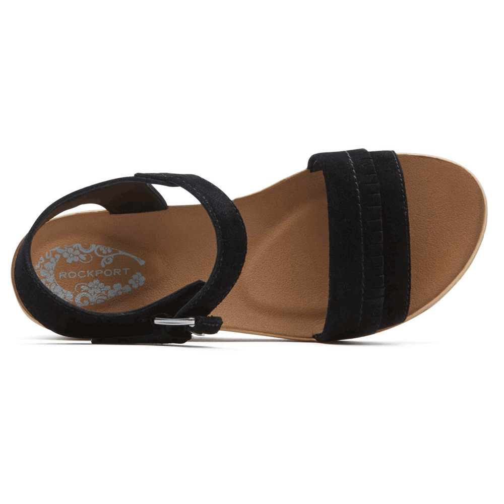 Rockport Womens Weekend Casuals Lanea Quarter-Strap - Sandals Black - QKR867910